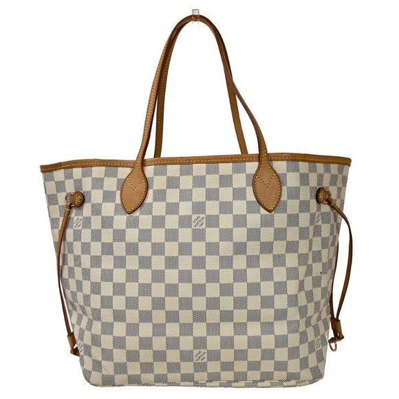 LOUIS VUITTON Neverfull MM Shoulder Tote Bag Damier Azur White - Picture 1 of 16
